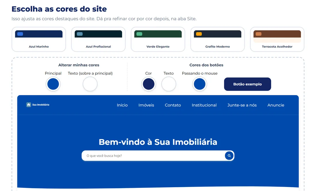 Escolha das cores do site