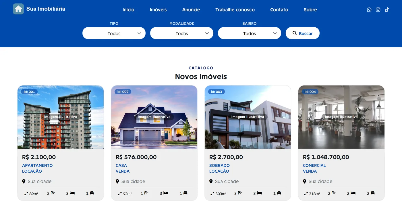 Site público de uma imobiliária feito na Easy Imob
